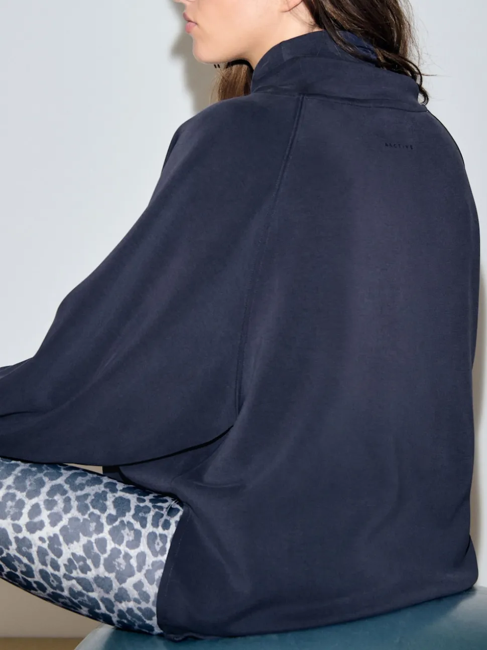 Navy Active Modal Supersoft Cowl Neck Jumper