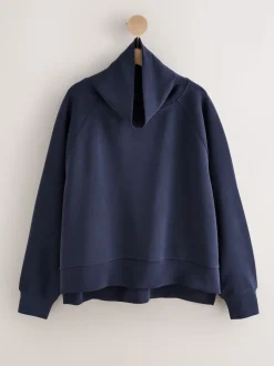Navy Active Modal Supersoft Cowl Neck Jumper