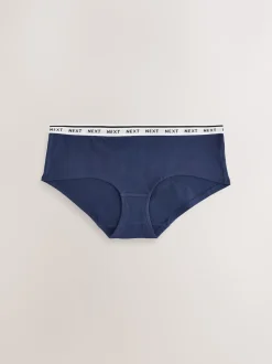 Navy Argyle Short Cotton Logo Knickers 4 Pack