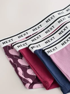 Navy Argyle Short Cotton Logo Knickers 4 Pack