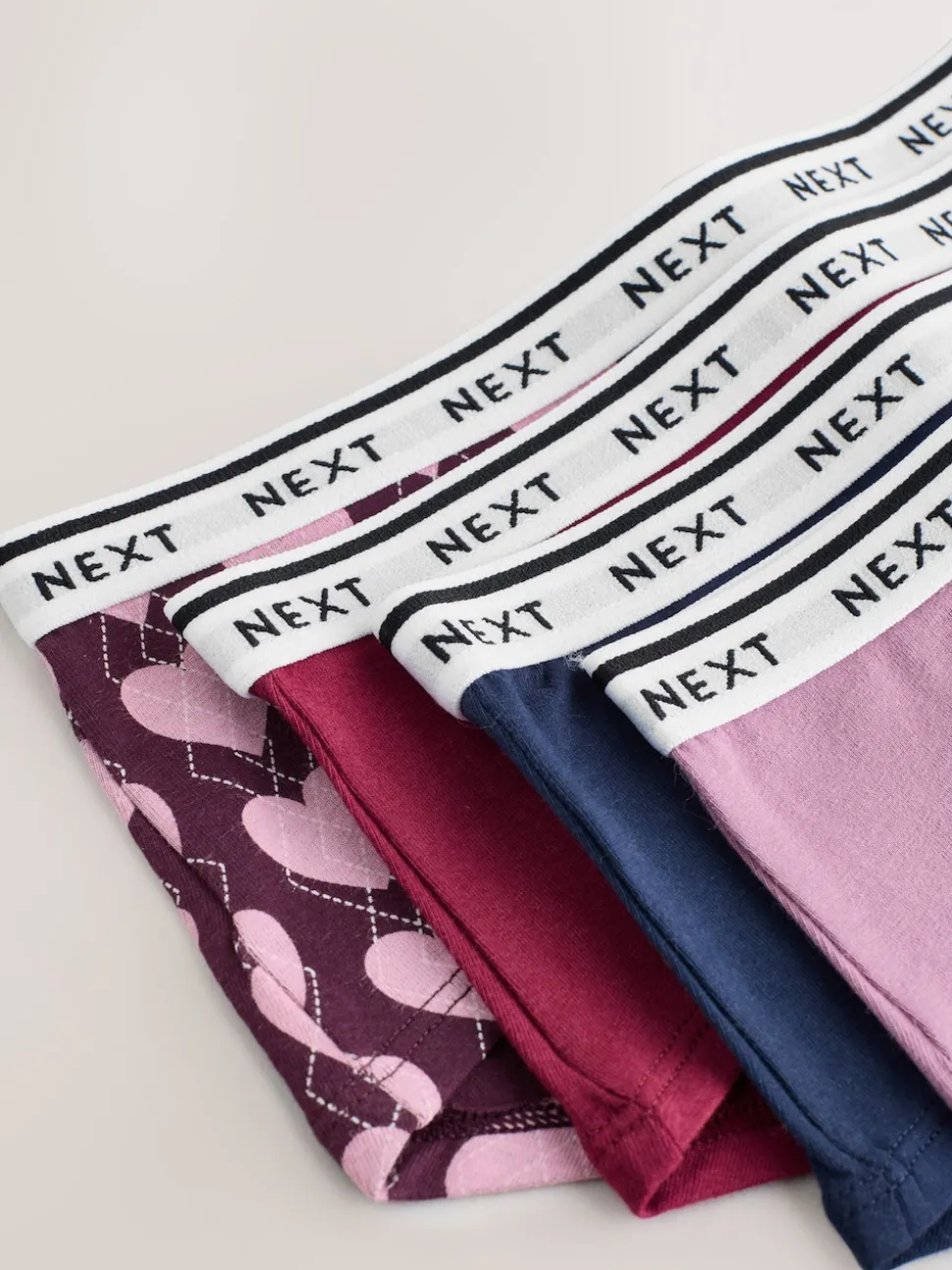 Navy Argyle Short Cotton Logo Knickers 4 Pack
