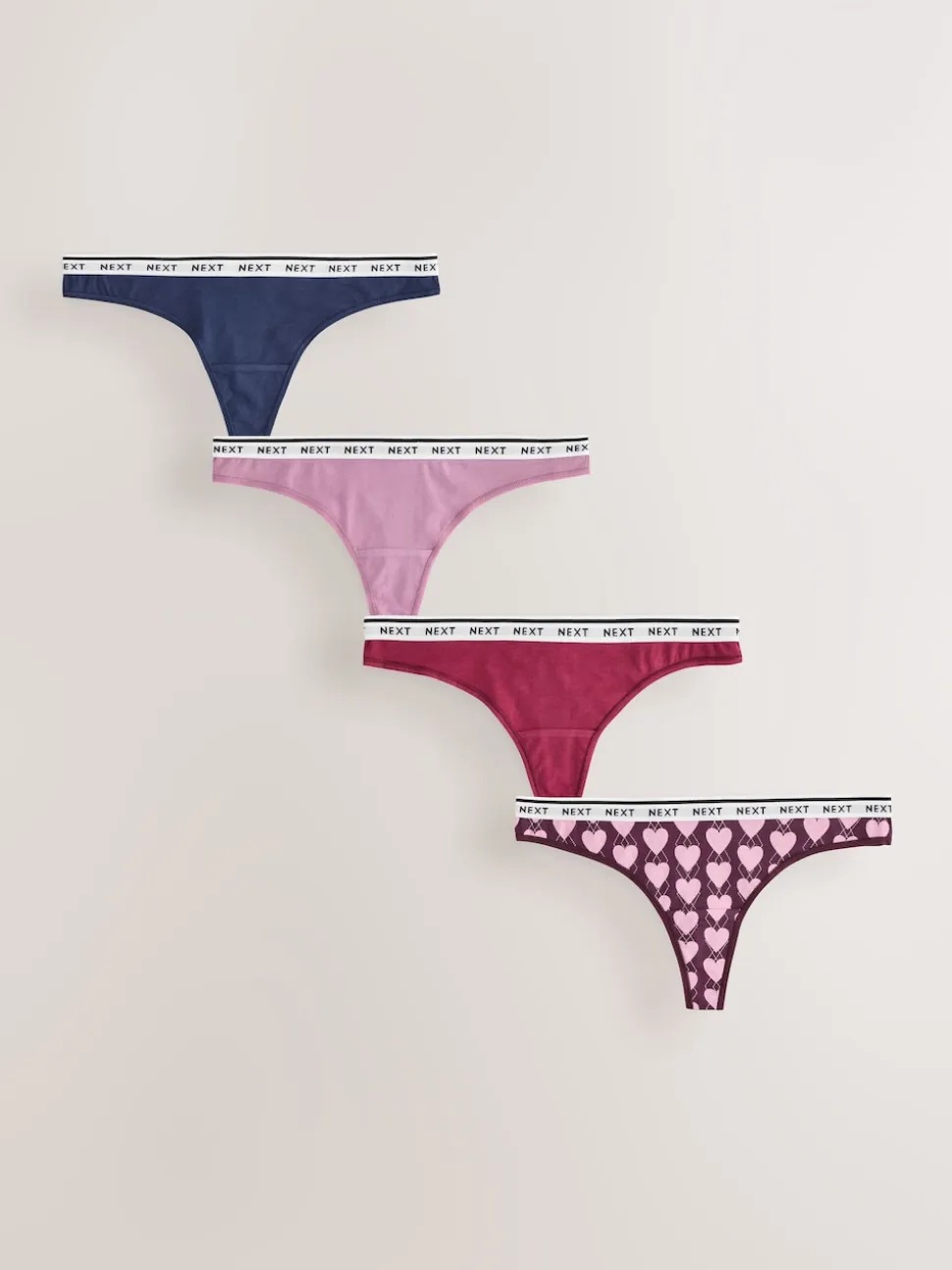 Navy Argyle Thong Cotton Logo Knickers 4 Pack