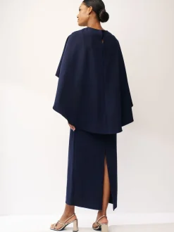 Navy Blue Cape Maxi Dress
