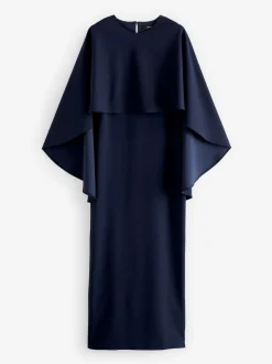 Navy Blue Cape Maxi Dress