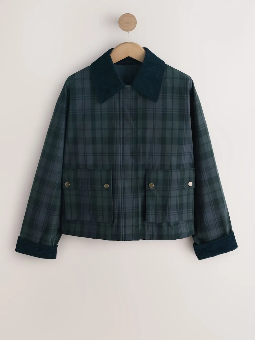 Navy Blue Check Hertiage Cord Collar Jacket