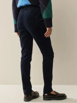 Navy Blue Corduroy Skinny Trousers