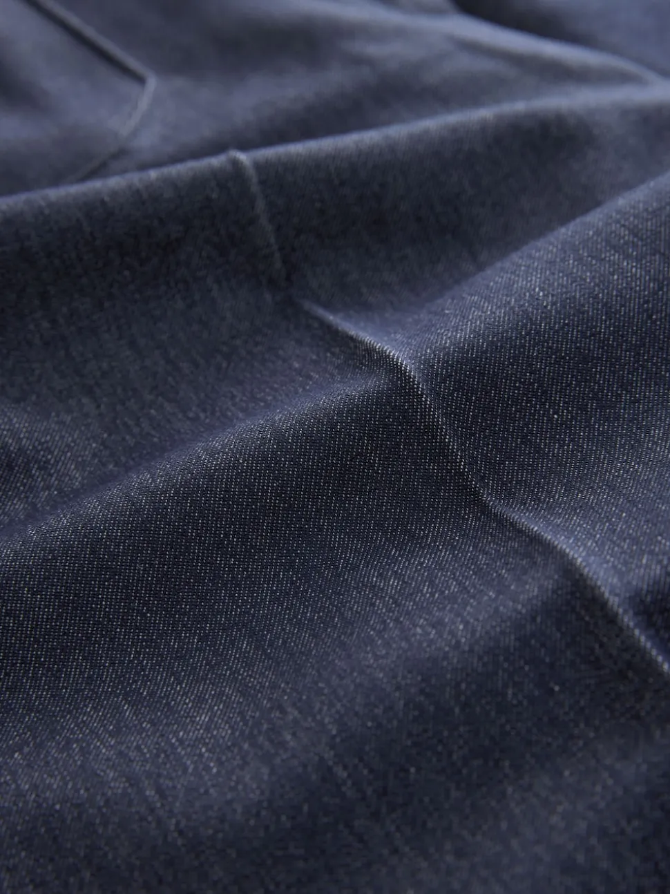 Navy Blue Denim Look Slim Flare Trousers