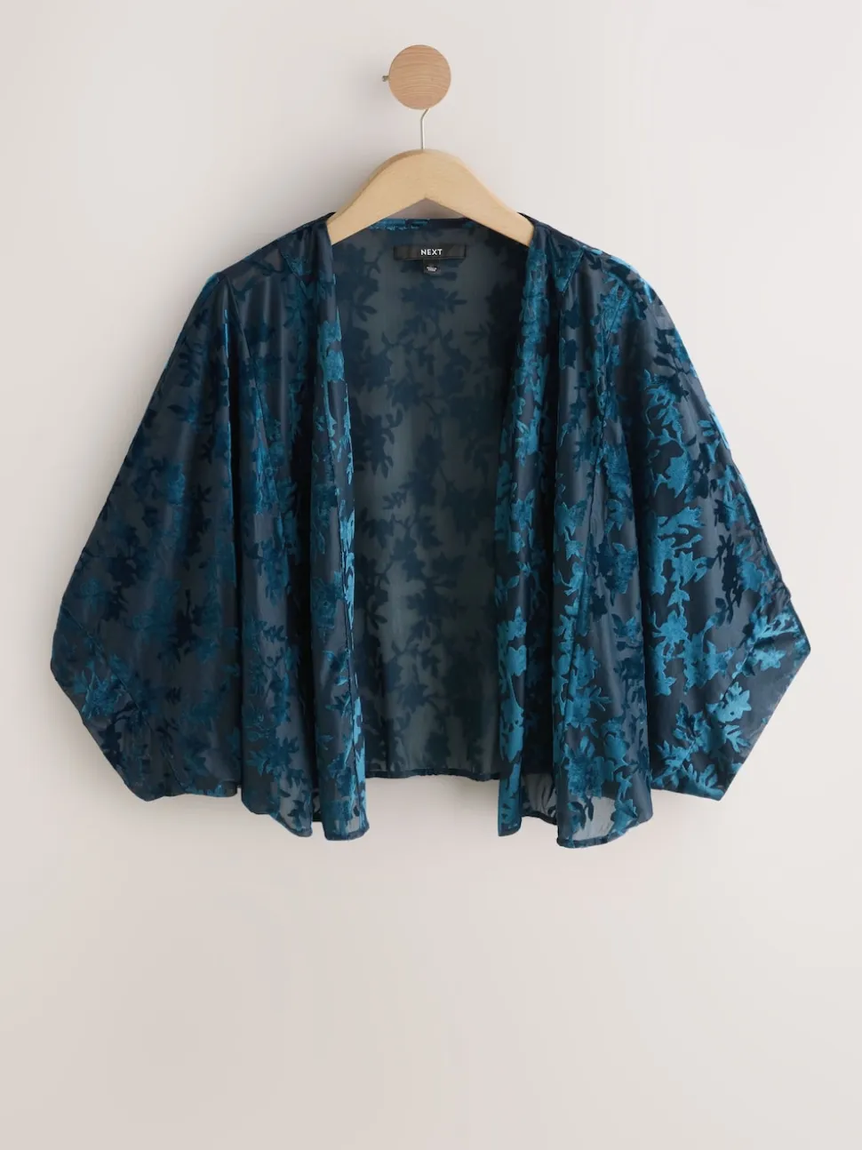 Navy Blue Devore Short Sleeve Cover Up
