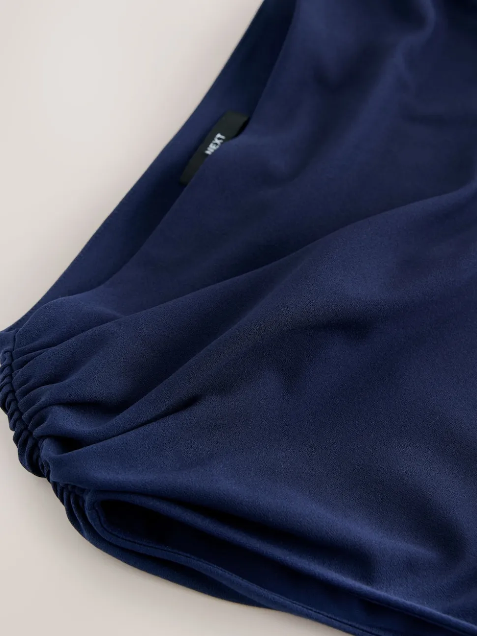 Navy Blue Draped Midi Ruched Dress