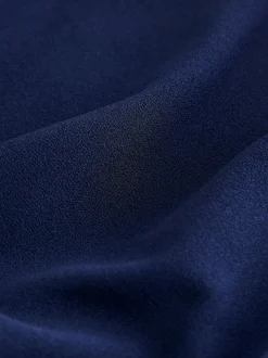 Navy Blue Draped Midi Ruched Dress