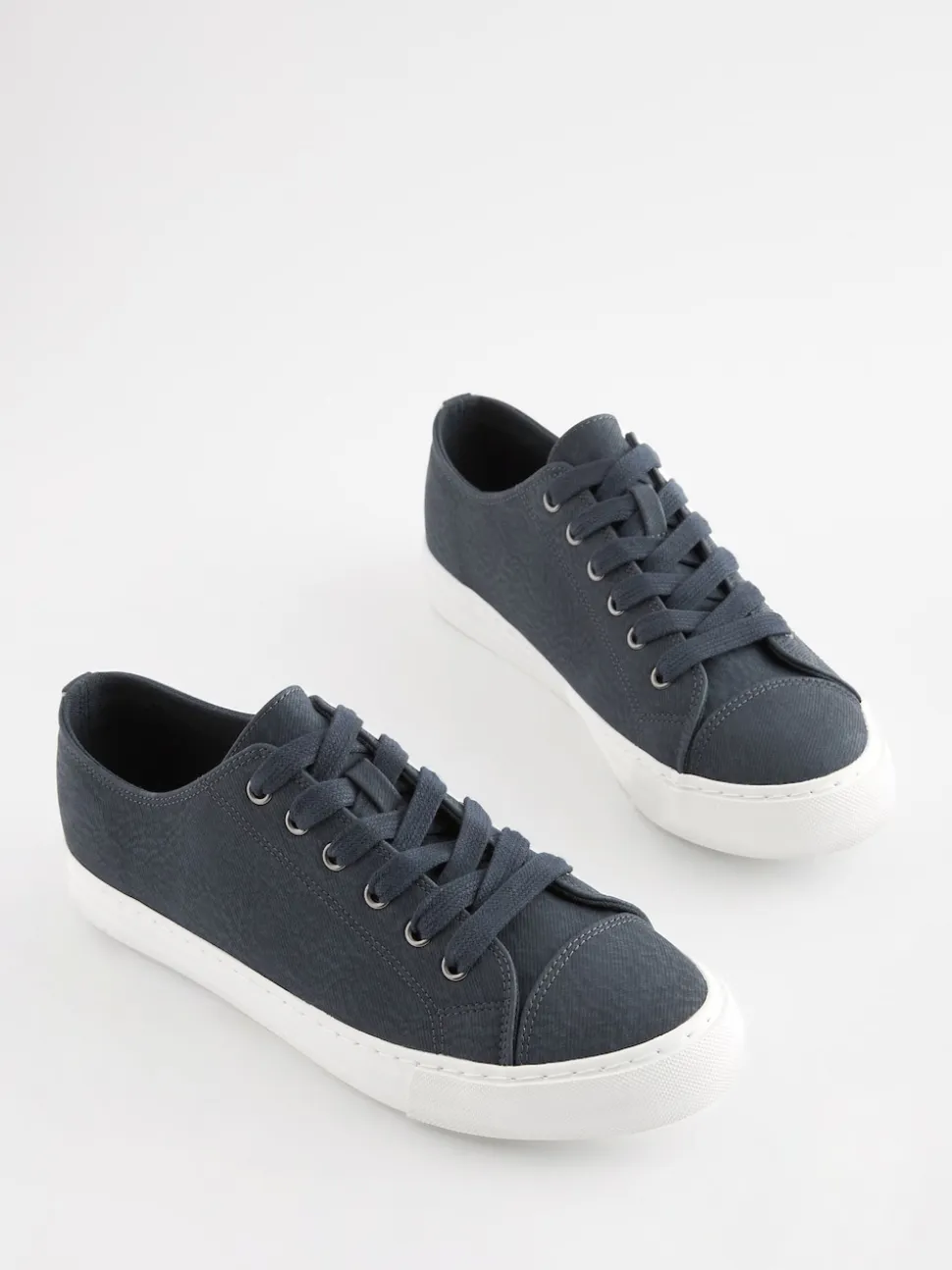 Navy Blue Extra Wide Fit Patent Baseball Trainers