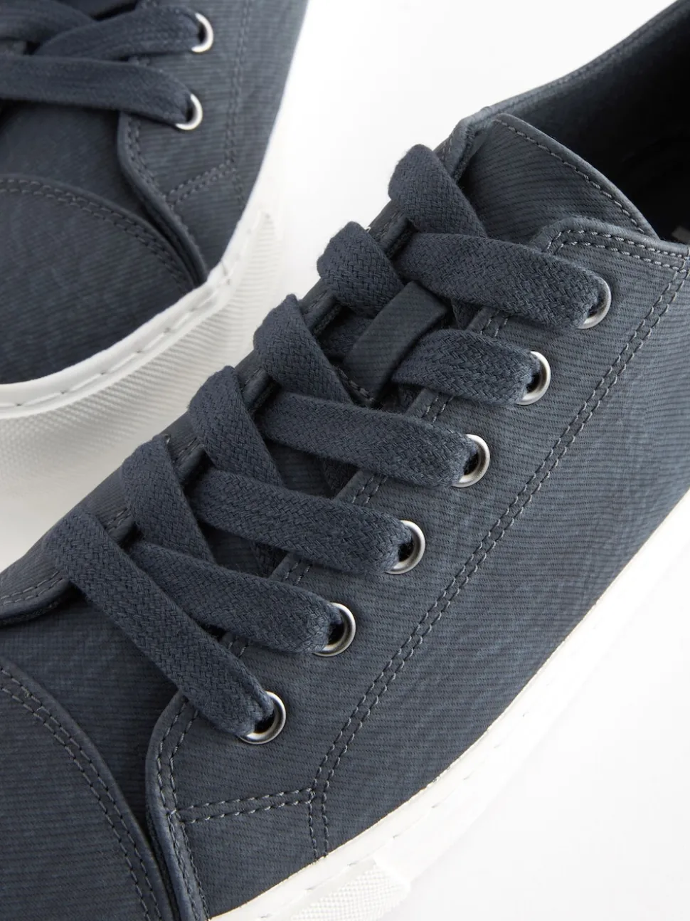 Navy Blue Extra Wide Fit Patent Baseball Trainers