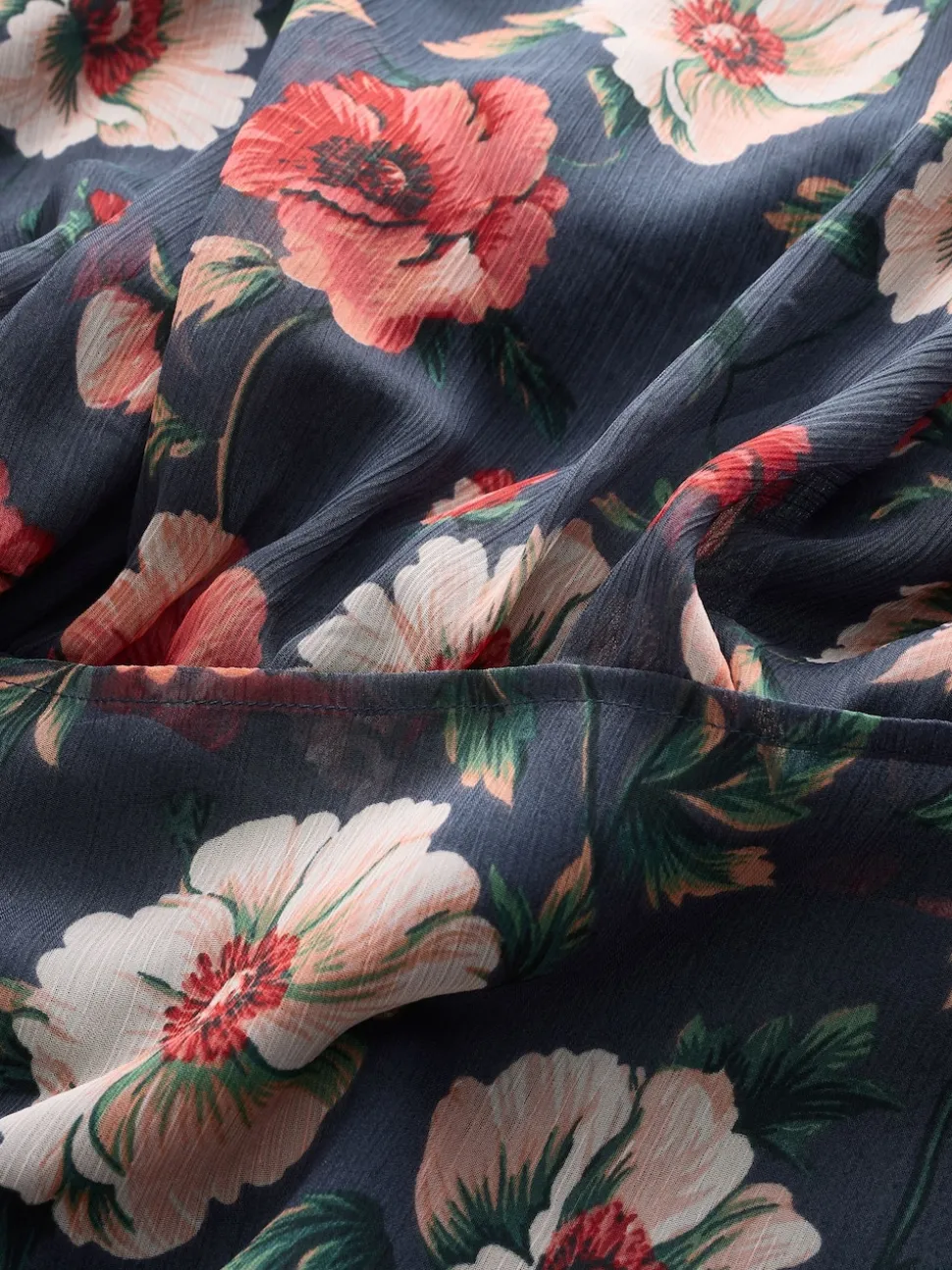 Navy Blue Floral Printed High Neck Tiered Occasion Maxi Dress