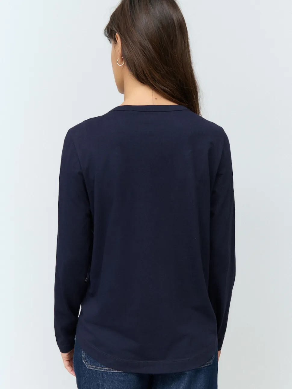 Navy Blue Long Sleeve Crew Neck T-Shirt