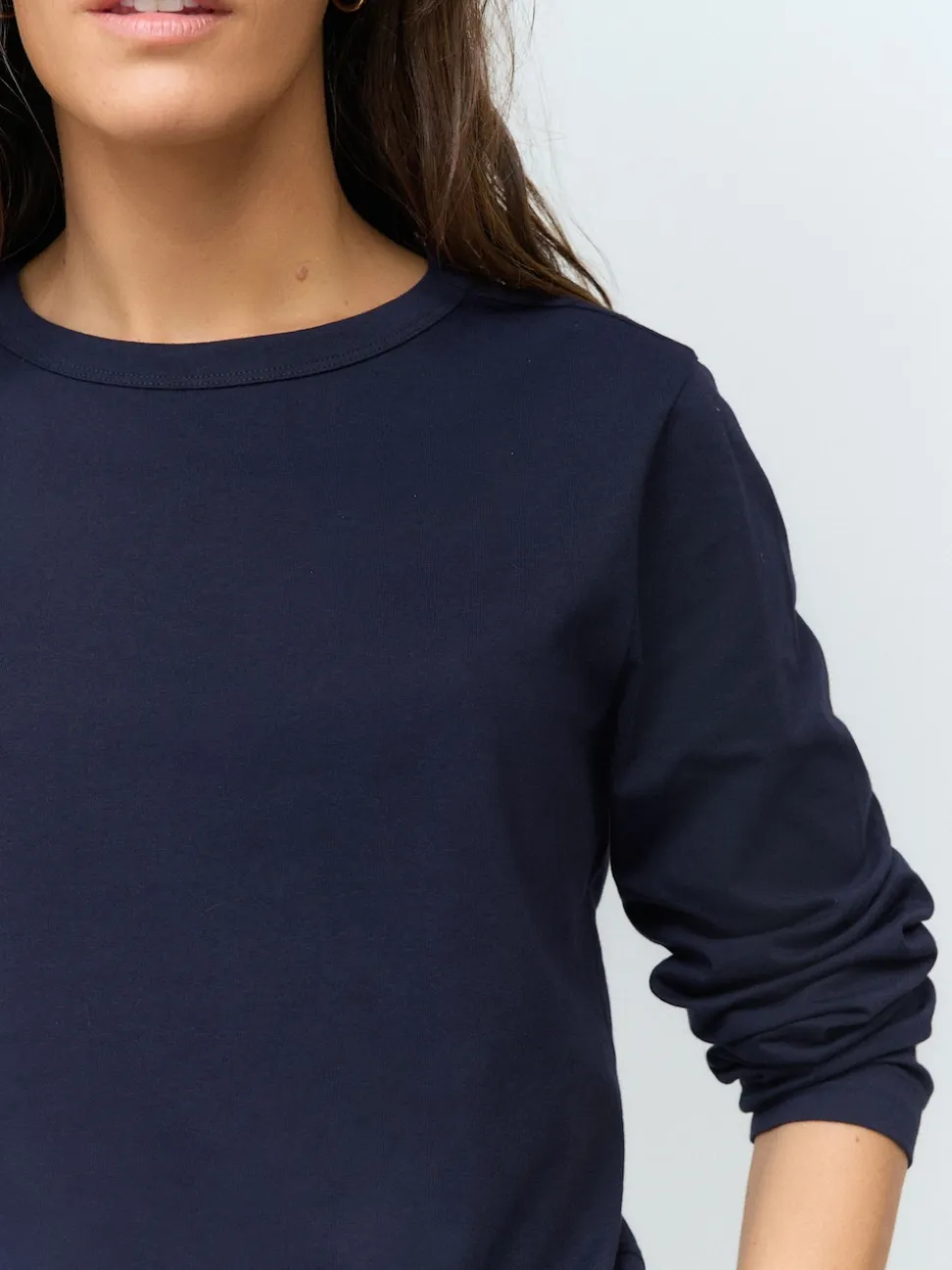 Navy Blue Long Sleeve Crew Neck T-Shirt
