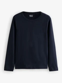 Navy Blue Long Sleeve Crew Neck T-Shirt