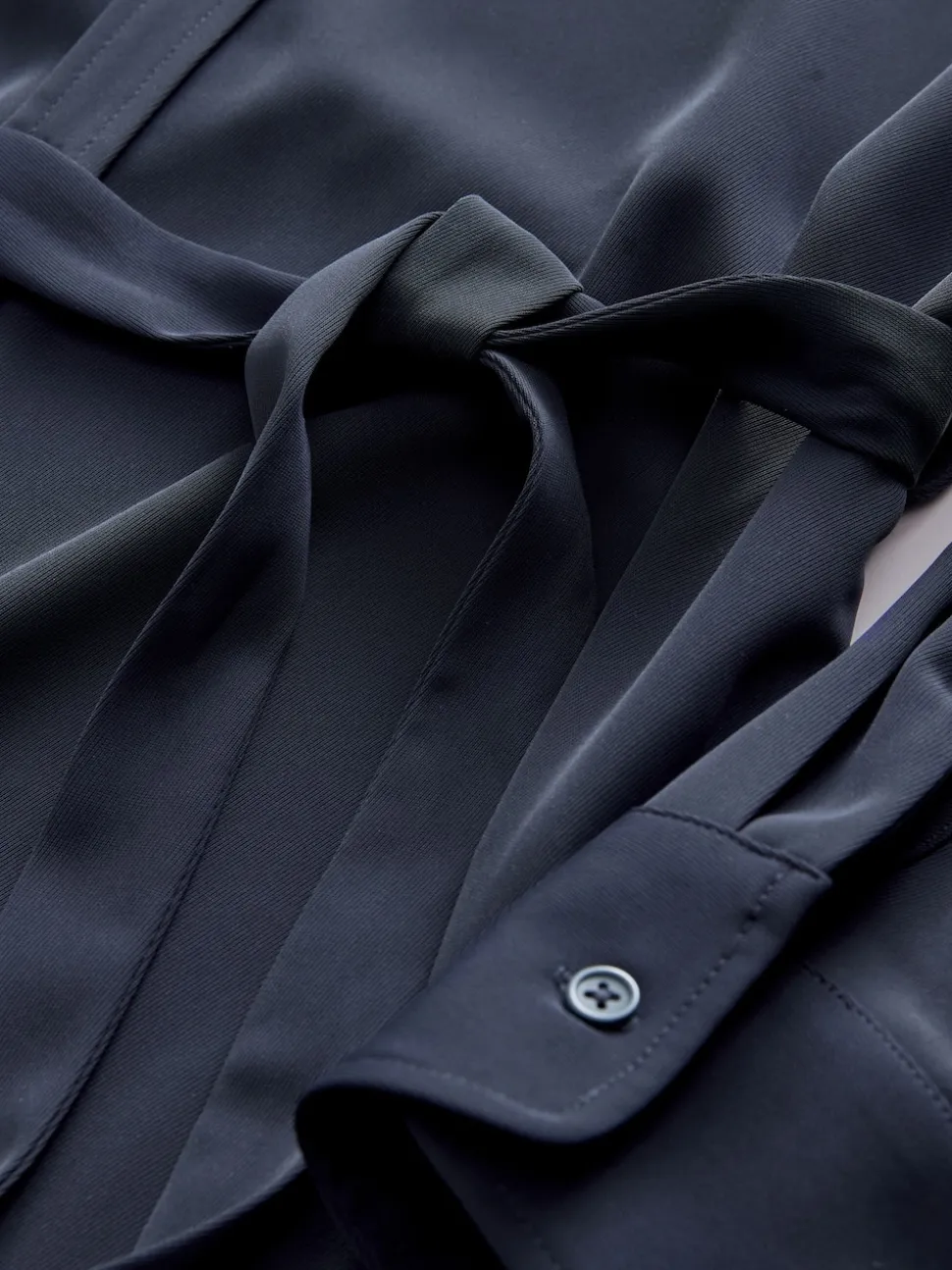 Navy Blue Maternity Belted Shirt