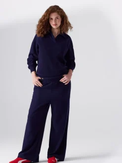 Navy Blue Maternity Cosy Wide Leg Trousers
