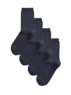 Navy Blue Modal Ankle Socks 4 Pack