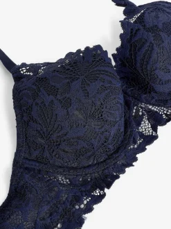 Navy Blue Pad Balcony Lace Ultimate Comfort Bra