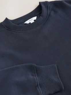 Navy Blue Relaxed Fit Essentials Longline Sweatshirt with Pockets