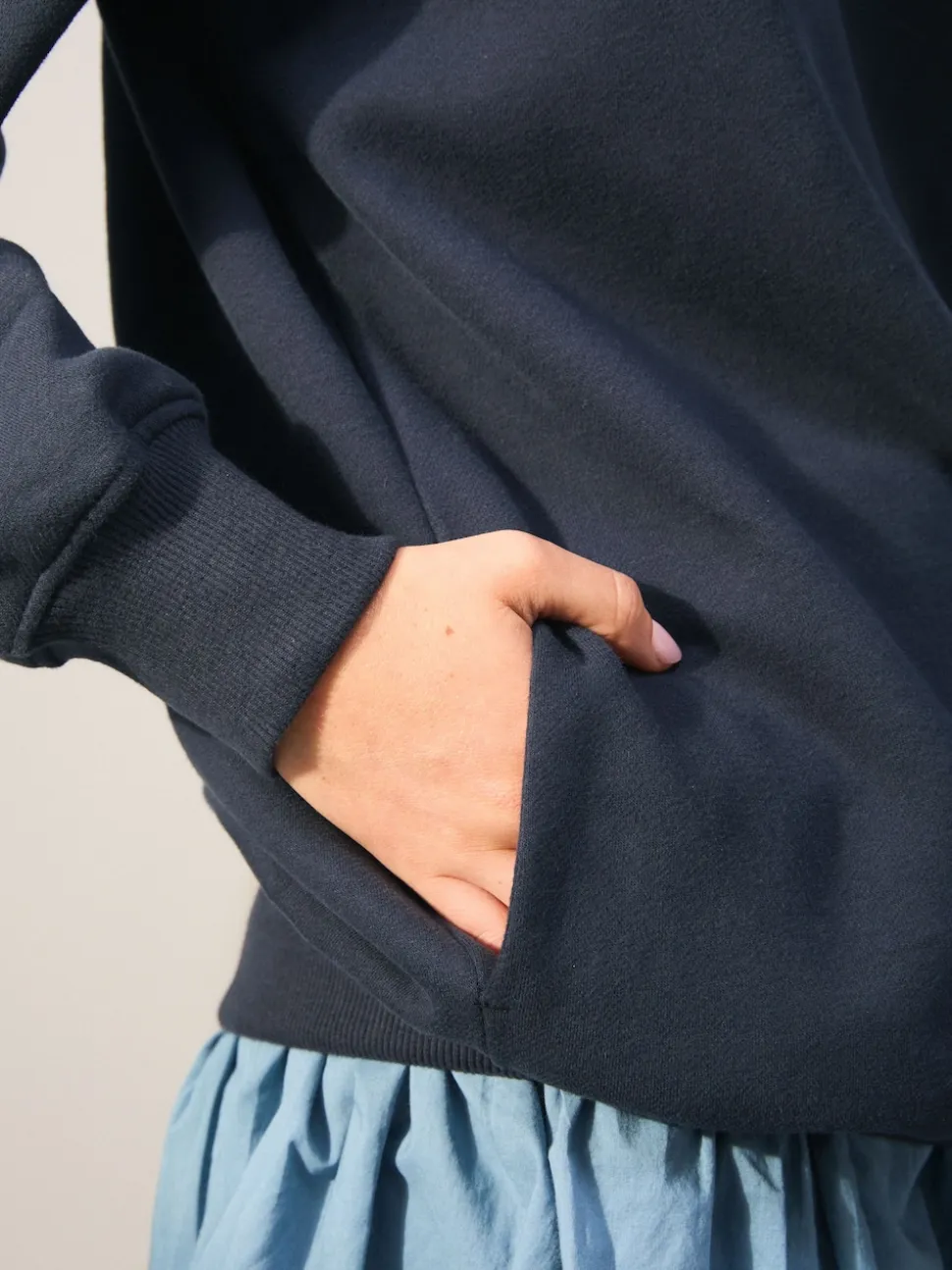 Navy Blue Relaxed Fit Essentials Longline Sweatshirt with Pockets