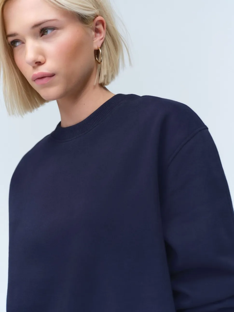 Navy Blue Relaxed Fit Essentials Longline Sweatshirt with Pockets