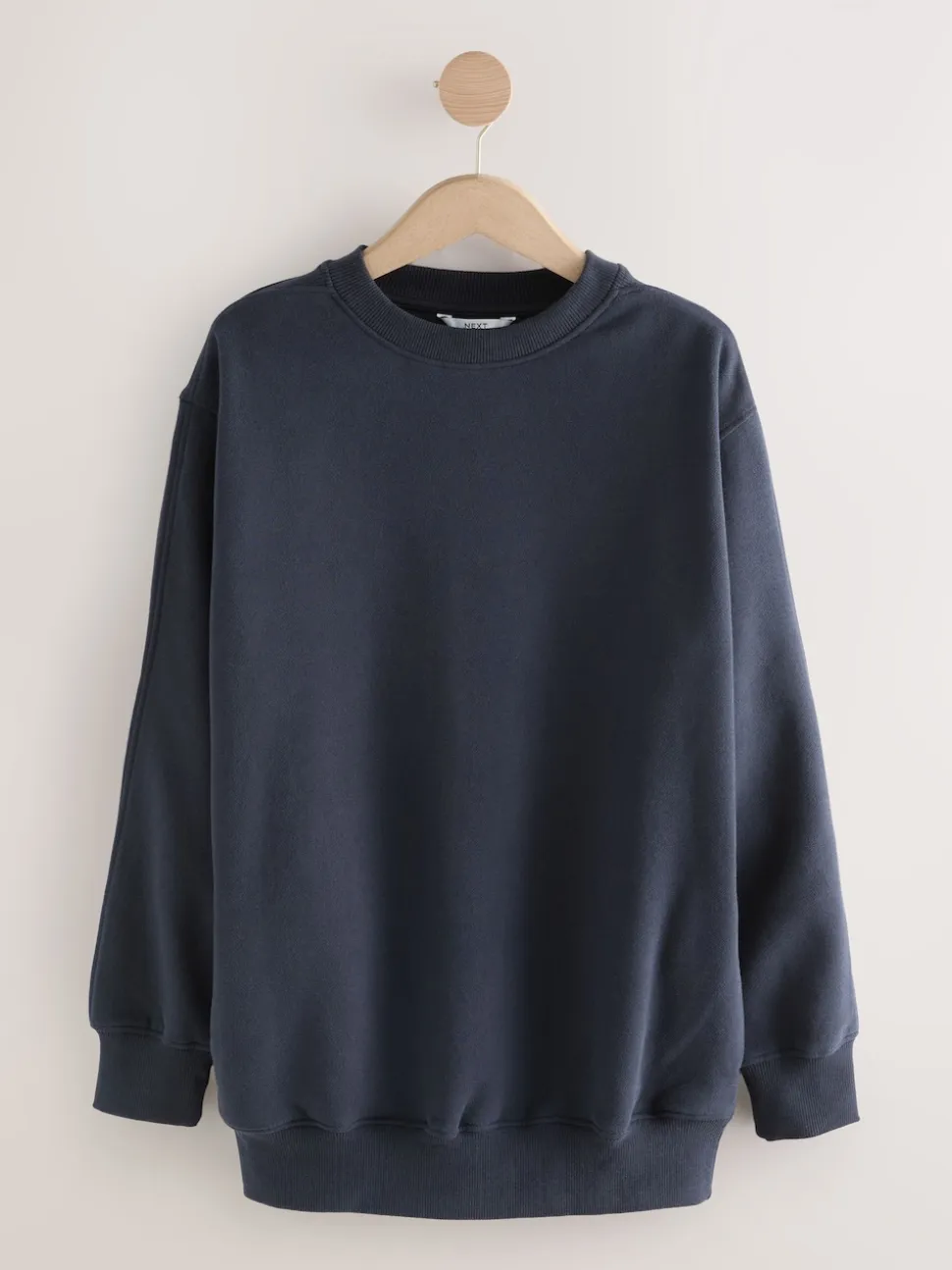 Navy Blue Relaxed Fit Essentials Longline Sweatshirt with Pockets
