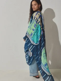 Navy Blue Sardine Print Lightweight Scarf
