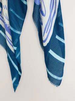 Navy Blue Sardine Print Lightweight Scarf