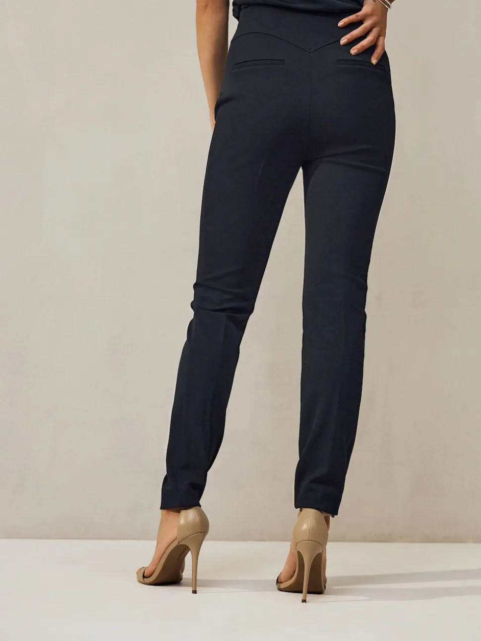 Navy Blue Sculpting Military Trousers