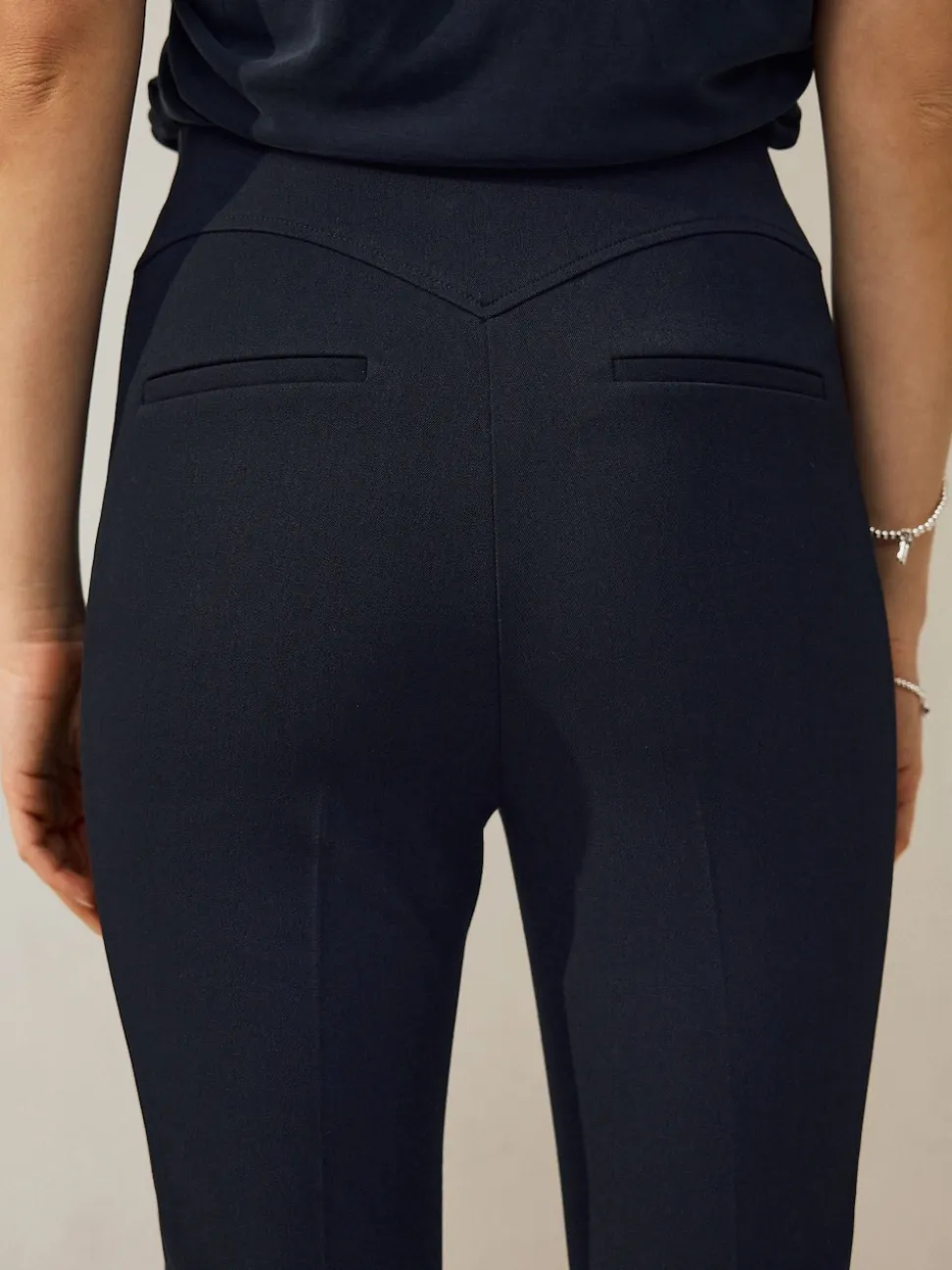 Navy Blue Sculpting Military Trousers