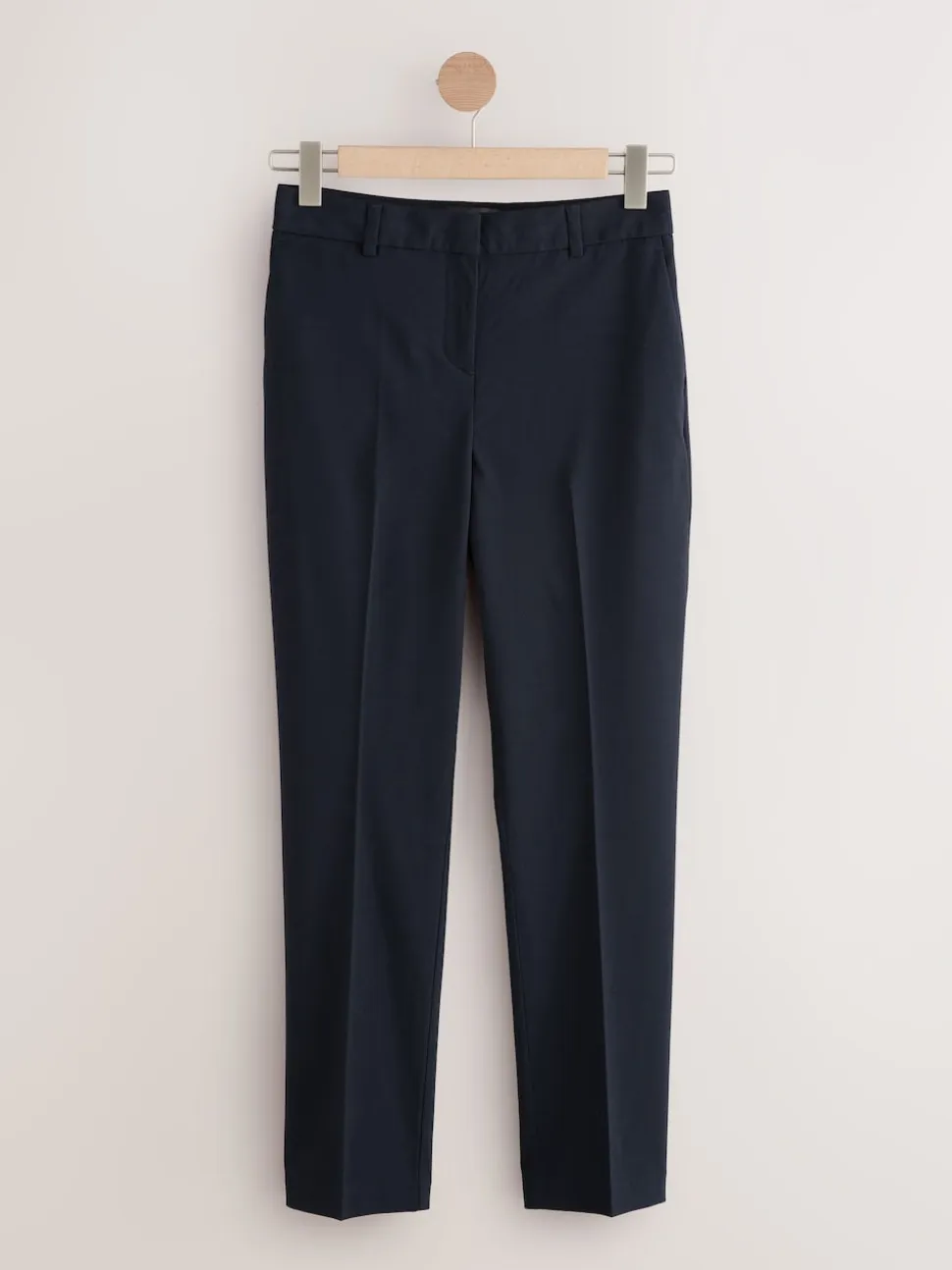 Navy Blue Slim Tailored Trousers With Wool
