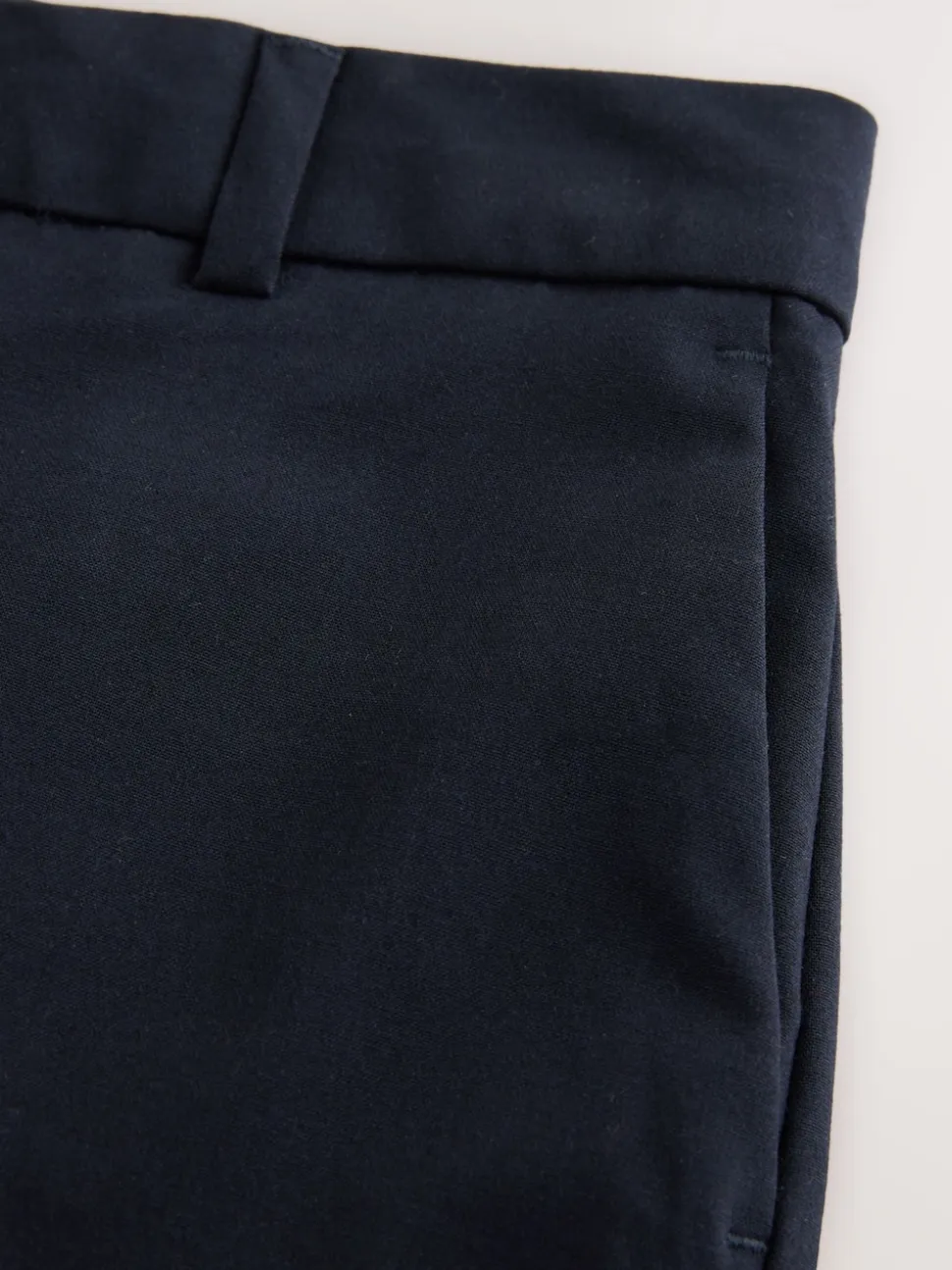 Navy Blue Slim Tailored Trousers With Wool
