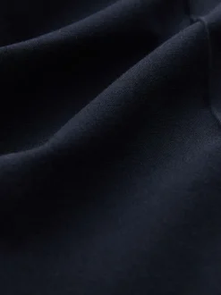 Navy Blue Slim Tailored Trousers With Wool