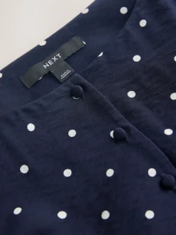Navy Blue Spot Tie Waist Mini Dress
