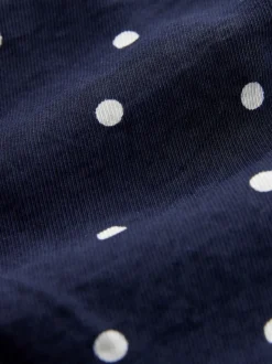 Navy Blue Spot Tie Waist Mini Dress