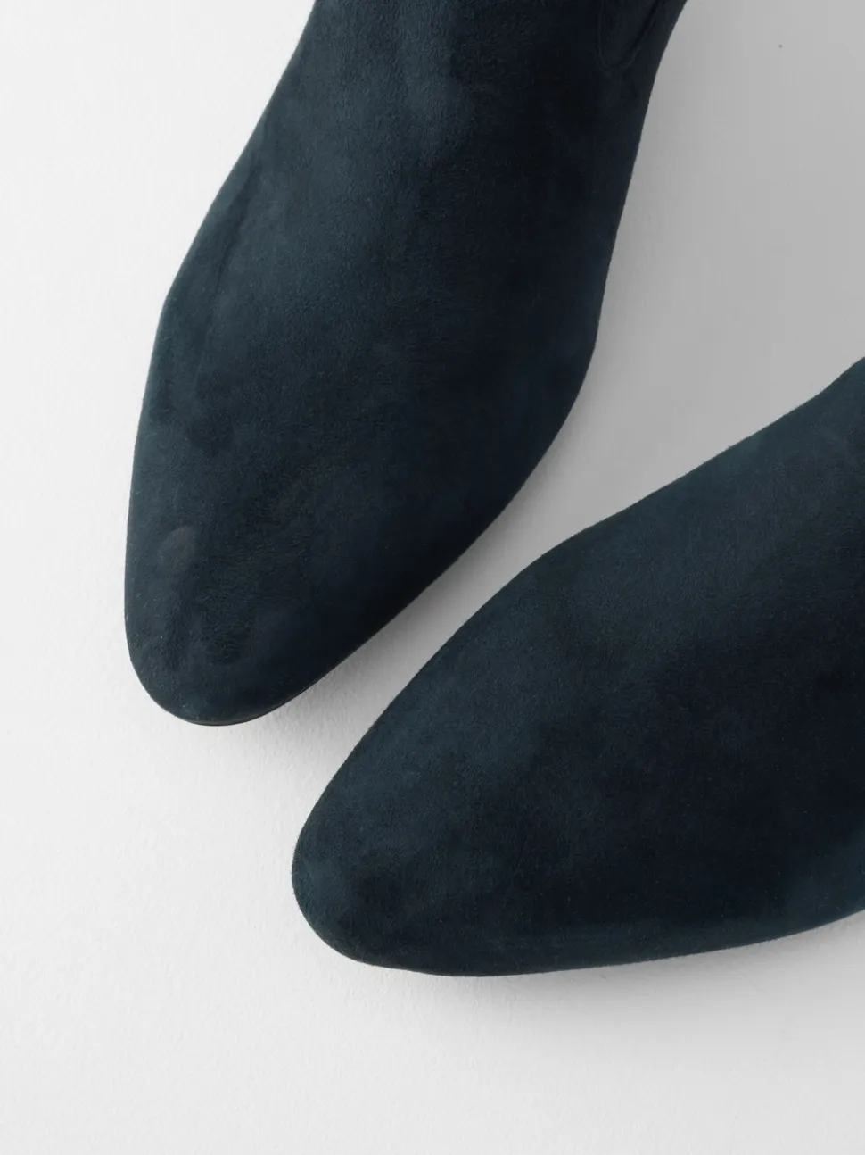 Navy Blue Suede Motionflex Block Heeled Sock Boots