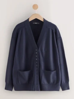 Navy Blue Supersoft V-Neck Cardigan With Pockets