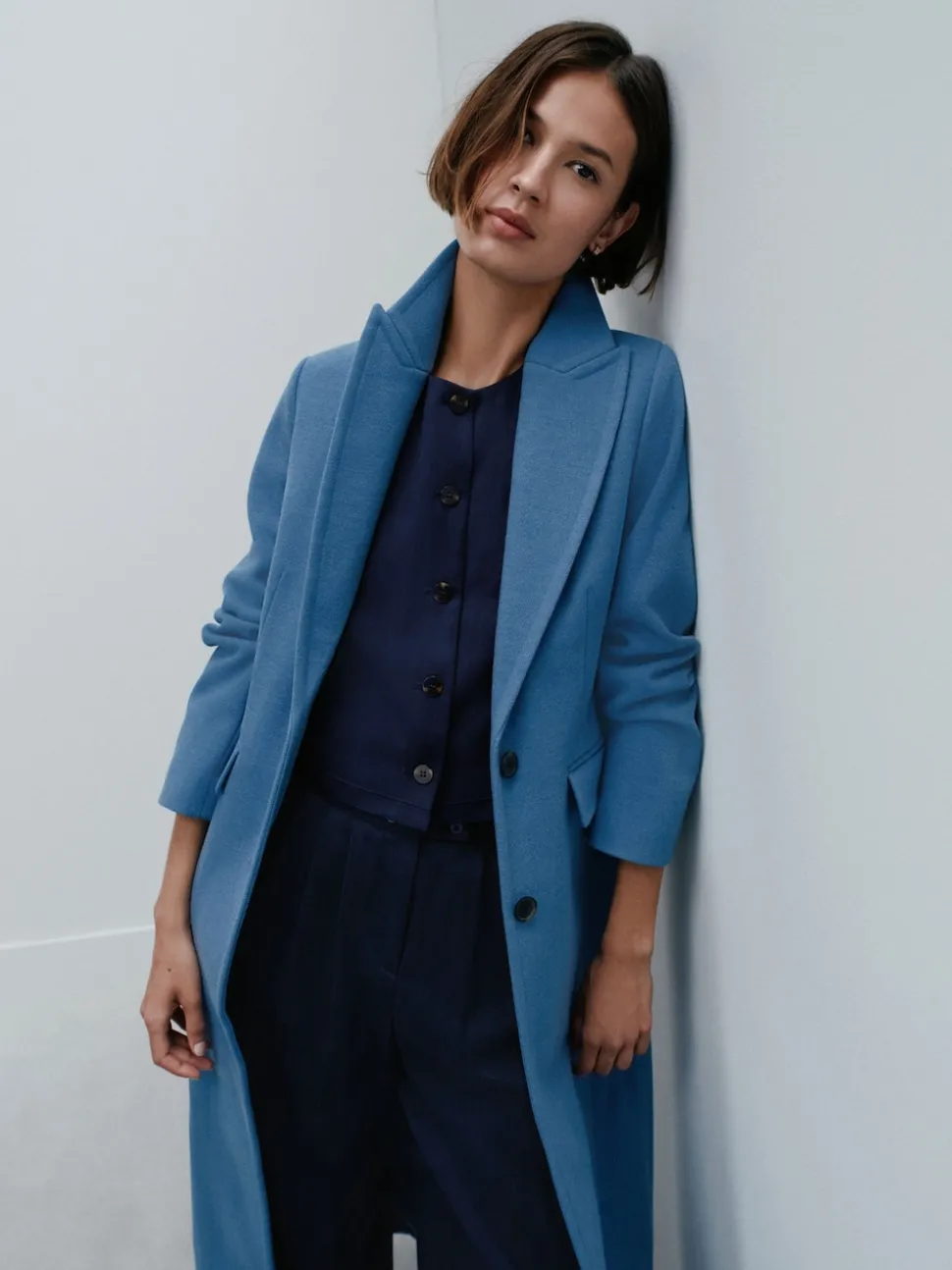 Navy Blue Superwide Pleated Trousers