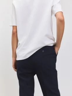 Navy Blue Tailored Bootcut Trousers With Wool