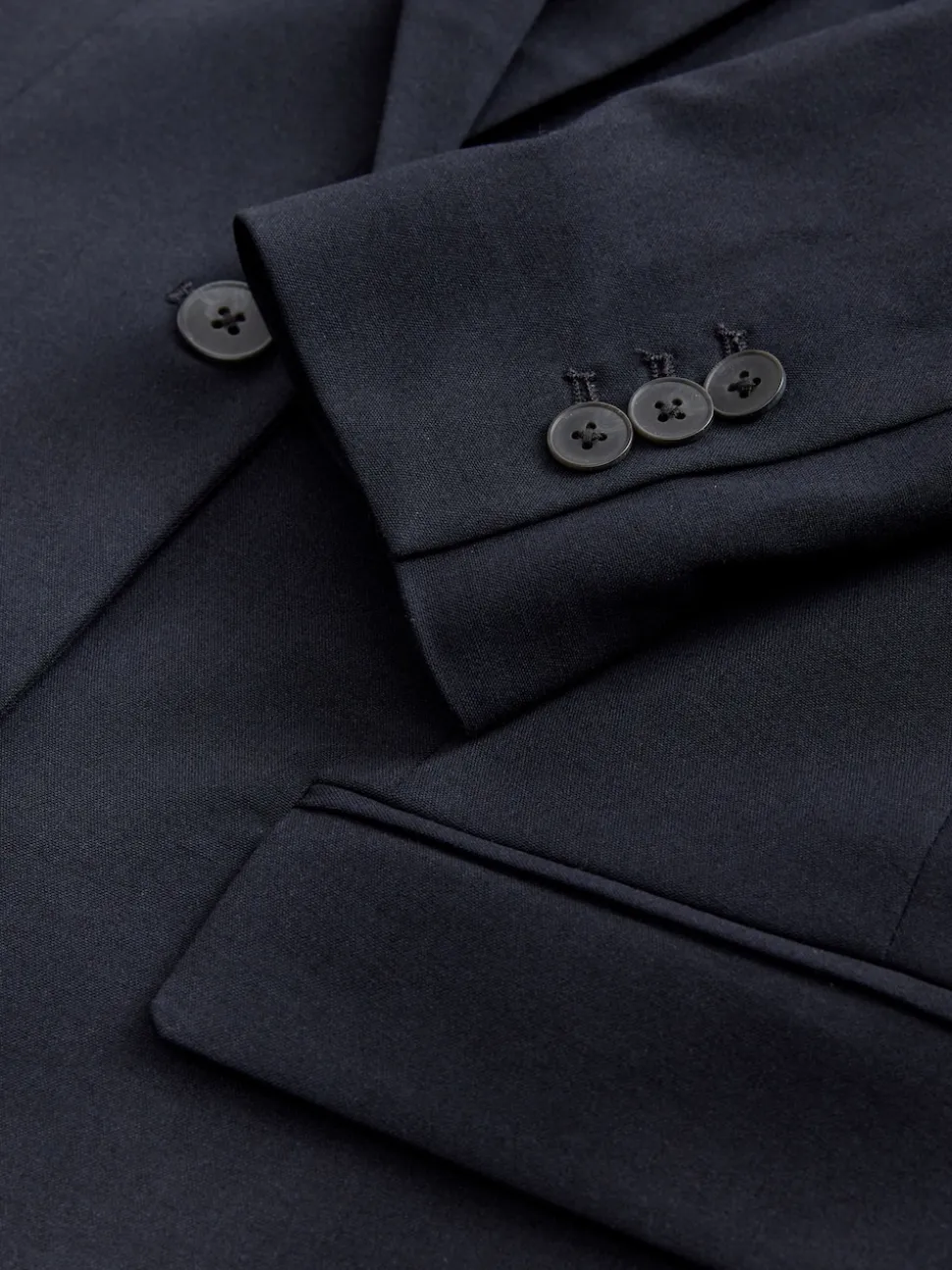 Navy Blue Tailored Single Breasted Blazer With Wool
