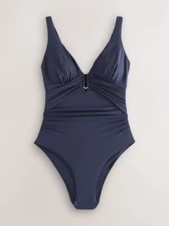 Navy Blue Utrim Tummy Control Plunge Swimsuit