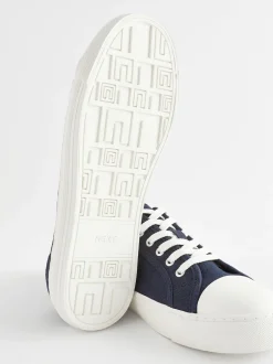 Navy Canvas Baseball Trainers