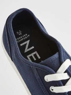 Navy Canvas Baseball Trainers