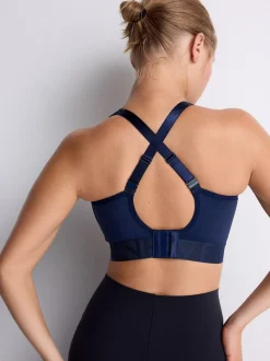 Navy DD+ Ultimate Dry Tech Breathable Lightweight Pad High Impact Sports Bra