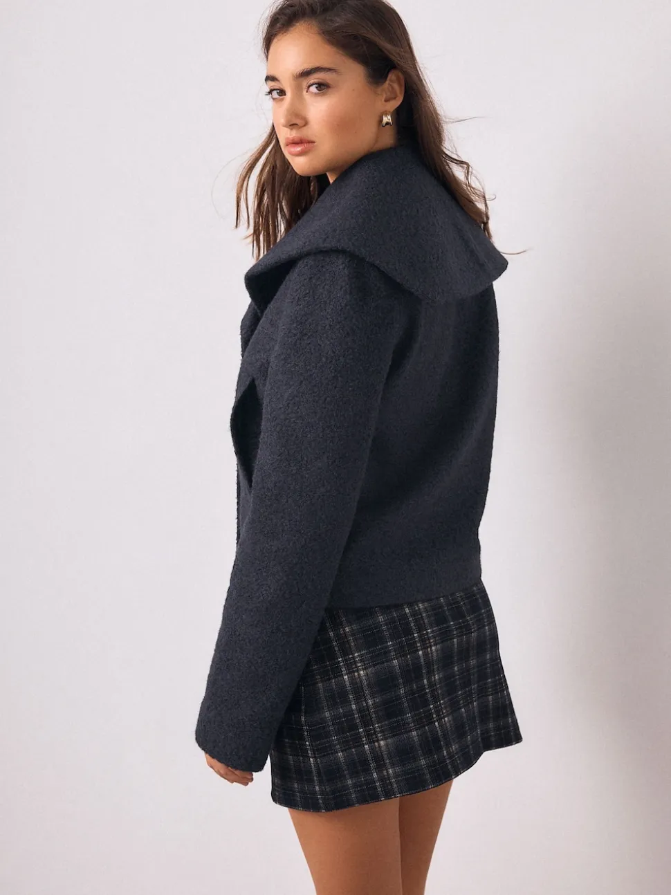 Navy Double Breasted Cape Coatigan