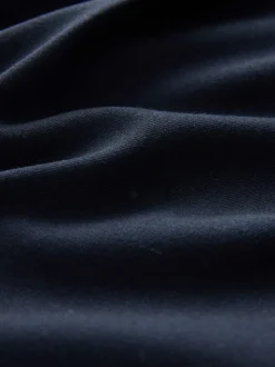 Navy Elastic Back Wide Leg Trousers With Wool