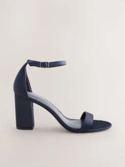 Navy Extra Wide Fit Block Heel Sandals