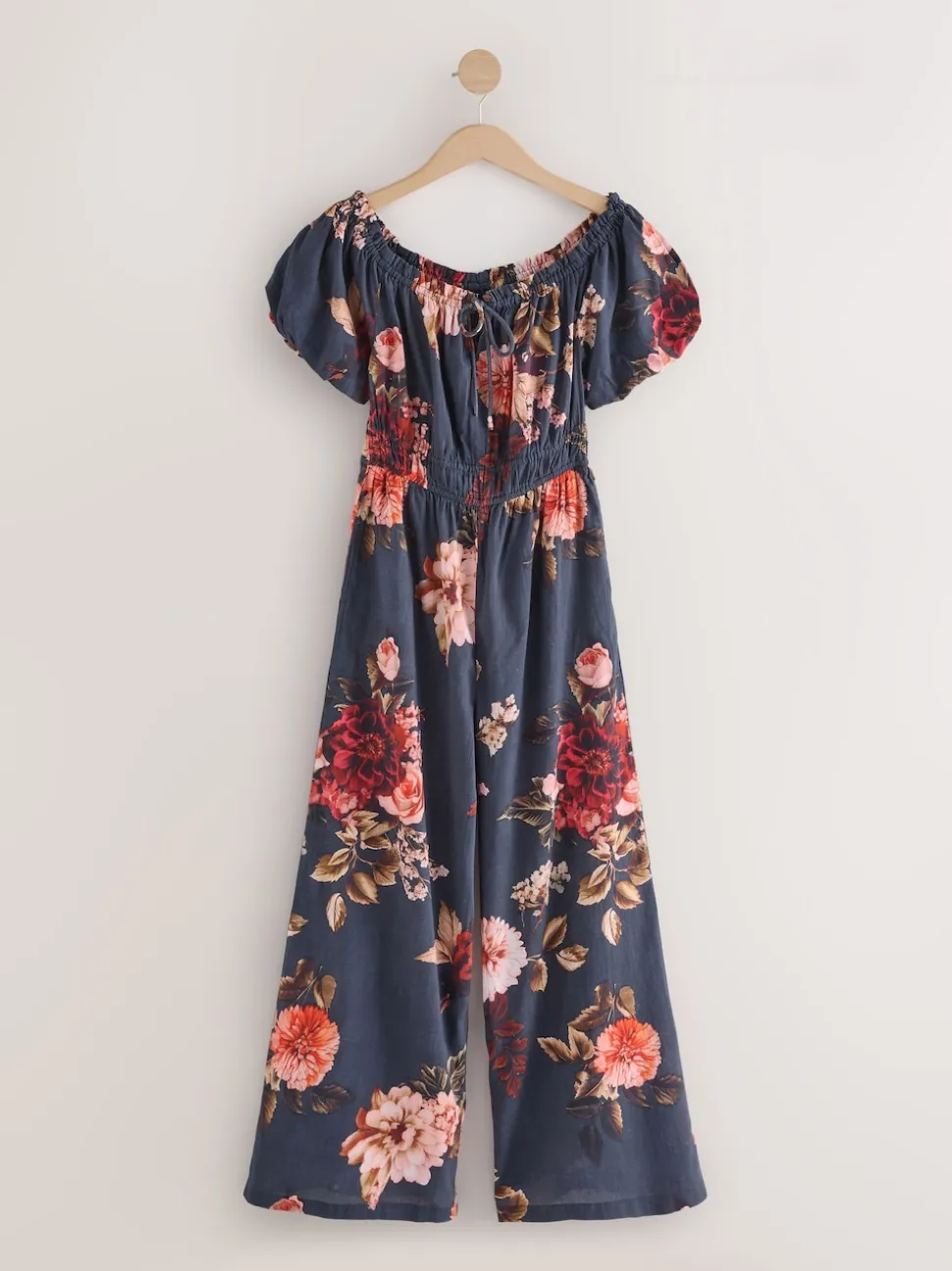 Navy Floral Off the Shoulder Jumpsuit
